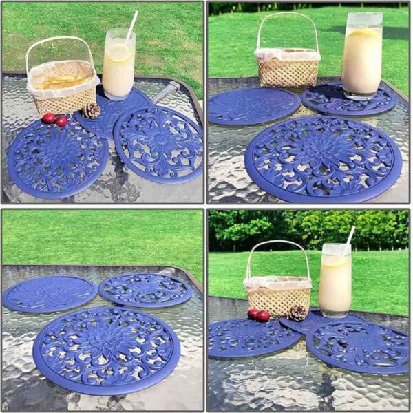 EZYHOME Set of 3 Silicone Trivet Mat Hot Pot Holder Hot Pads for Table Countertop Blue 1 - LXINDIA.COM