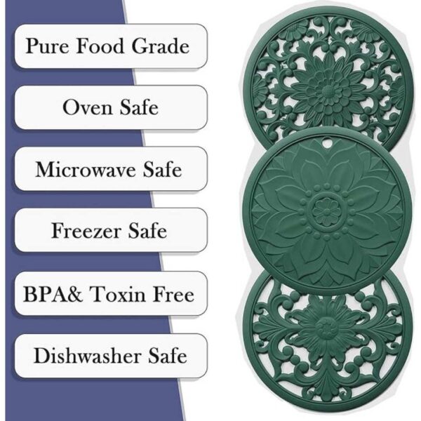 EZYHOME Set of 3 Silicone Trivet Mats for Hot Dishes Green 3 - LXINDIA.COM