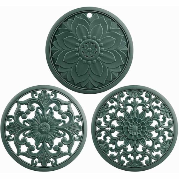 EZYHOME Set of 3 Silicone Trivet Mats for Hot Dishes Green - LXINDIA.COM