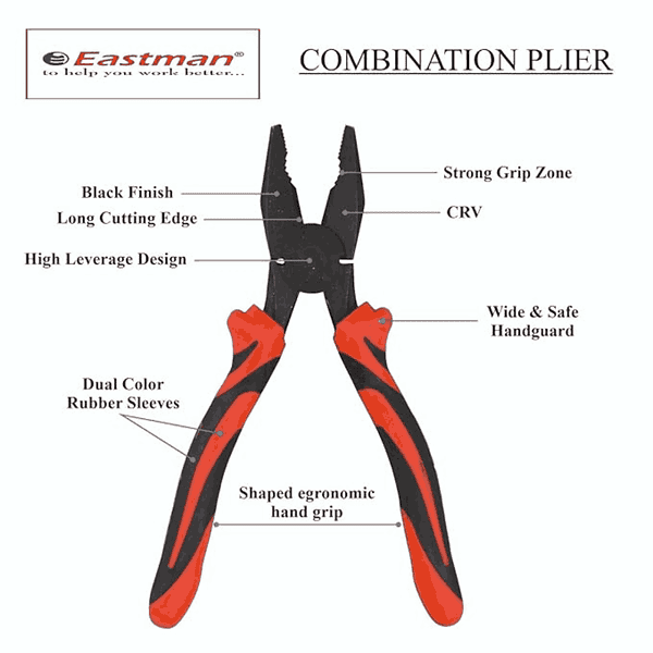 Eastman 8inch CRV Steel Combination Plier with Anti Rust properties1 1 - LXINDIA.COM