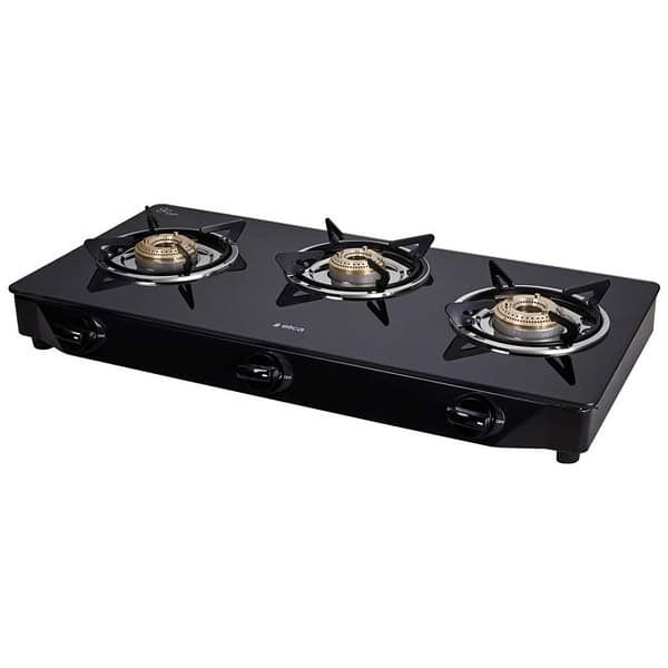 Elica Vetro Glass Top 3 Burner Gas Stove 7031 CT VETRO Black1 - LXINDIA.COM