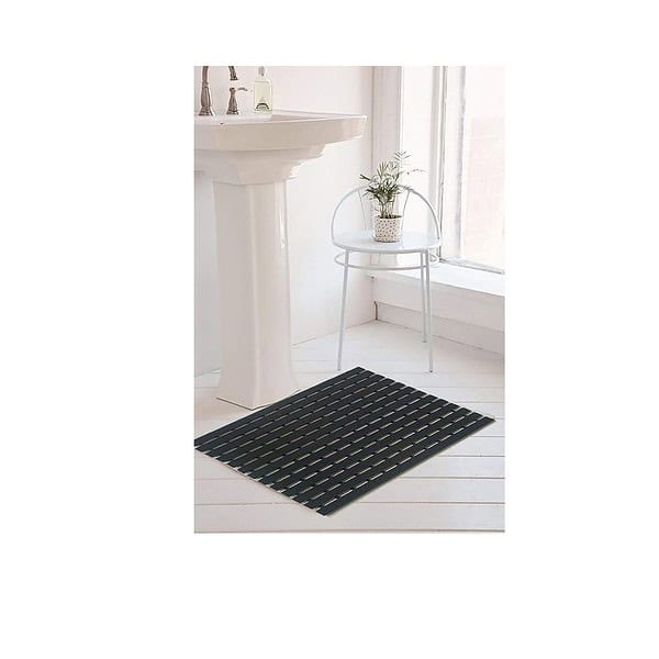 Eurotex Bathtub MatPlastic Stripped Rubber Base 46cm x 61cm Black - LXINDIA.COM