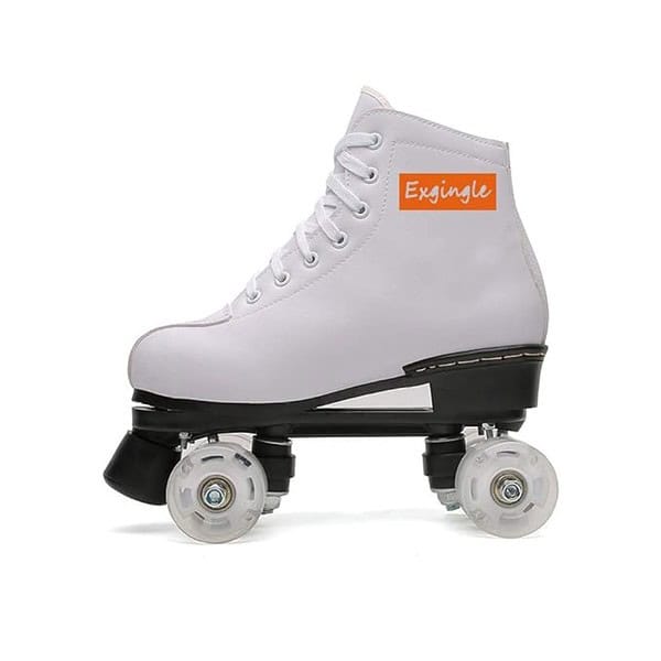 Exgingle Adult Roller Skates High Top Indoor Outdoor Quad Skates White 2 - LXINDIA.COM