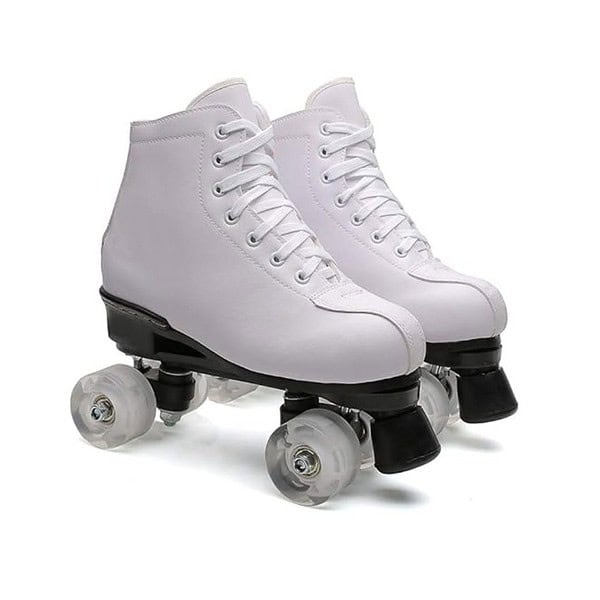 Exgingle Adult Roller Skates High Top Indoor Outdoor Quad Skates White 3 - LXINDIA.COM