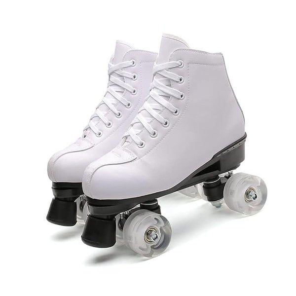 Exgingle Adult Roller Skates High Top Indoor Outdoor Quad Skates White - LXINDIA.COM