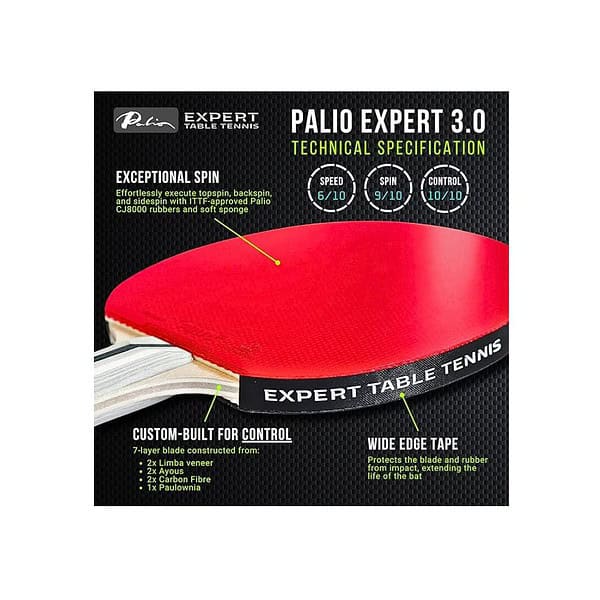 Expert Table Tennis Palio Expert 3.0 Table Tennis Racket Red A - LXINDIA.COM