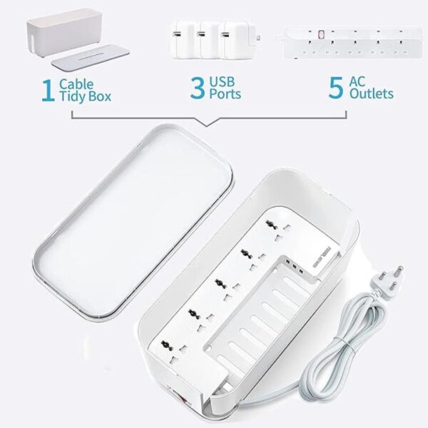 Extension Board with Cable Management Box 3 PIN 1 - LXINDIA.COM