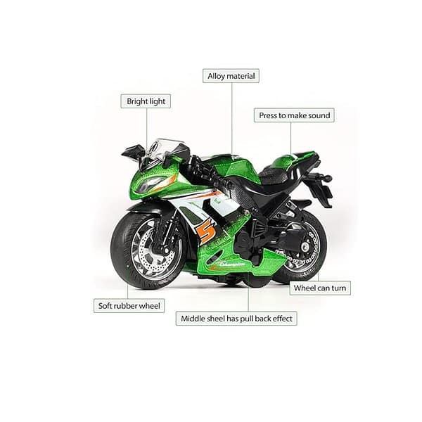 FEXXA Police Motorcycle Toy Pull Back with Music Lighting New Sport Bike Green A - LXINDIA.COM