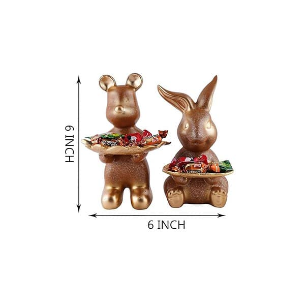 FINCRAAFT Set of Two Decorative Rabbit Showpiece Golden A - LXINDIA.COM