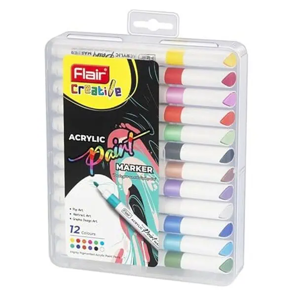 FLAIR Creative Series Acrylic Paint Pen Set 12 Shades Pack - LXINDIA.COM