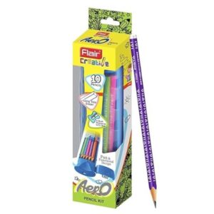 FLAIR Creative Series Aero Pencil Smart Kit Set Of 10 Pencils 1Eraser and 1Sharpener - LXINDIA.COM