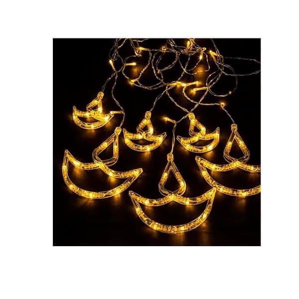 FLYNGO 12 Diya 138 LED Curtain String Lights for Decoration Warm White A - LXINDIA.COM