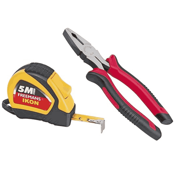 FREEMANS 8inch PVC Sleeve Combination Plier and Ikon 5m 19mm Measuring Tape - LXINDIA.COM