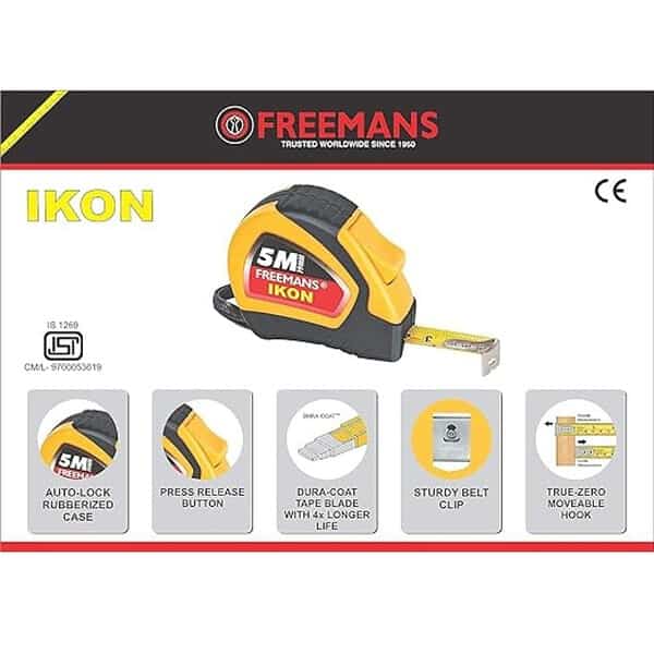 FREEMANS 8inch PVC Sleeve Combination Plier and Ikon 5m 19mm Measuring Tape1 - LXINDIA.COM