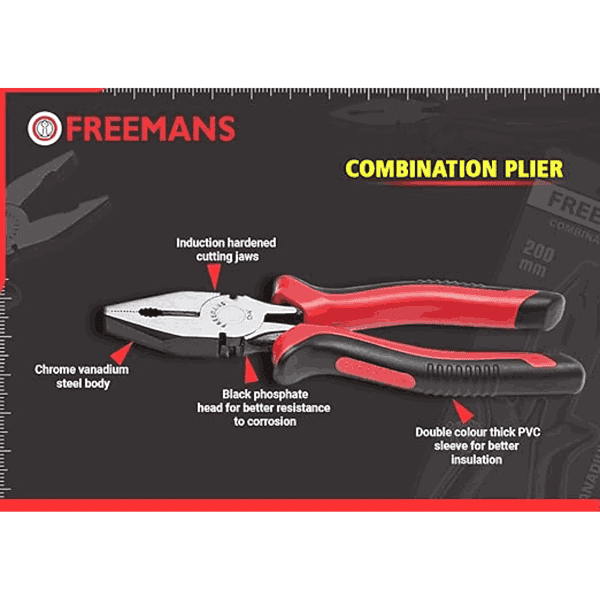 FREEMANS 8inch PVC Sleeve Combination Plier and Ikon 5m 19mm Measuring Tape2 - LXINDIA.COM