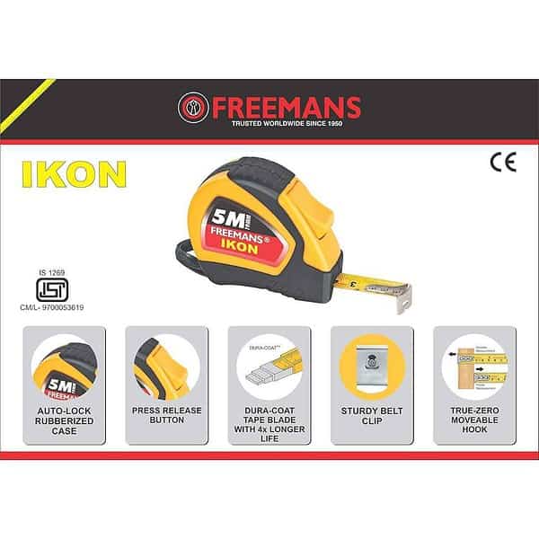 FREEMANS IKON Steel Inchi Measuring Tape 5m2 - LXINDIA.COM