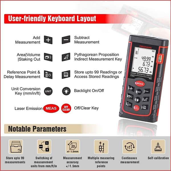 FREEMANS PRO L40 Professional Laser Distance Meter 40m2 - LXINDIA.COM