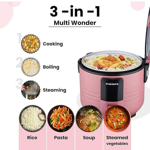 FUMATO 500W Electric Rice Cooker with Single Pot 1.5L Purple 3 - LXINDIA.COM