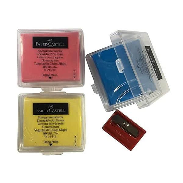 Faber Castell Colored Eraser With Plastic Case and Sharpener1 - LXINDIA.COM