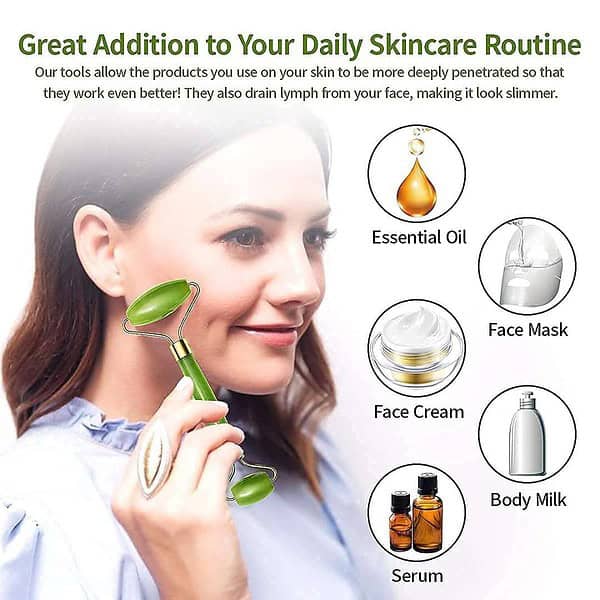 Facial Massager Jade Roller Gua Sha Tool 100 Natural Himalayan Stone3 - LXINDIA.COM