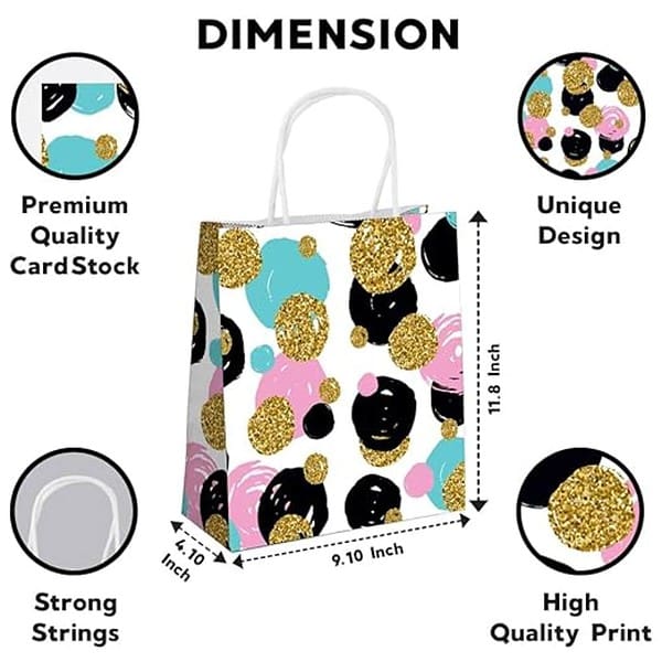 Festiko 10 Pcs Paper Gift Bags Colorful Dot Prints 1 - LXINDIA.COM