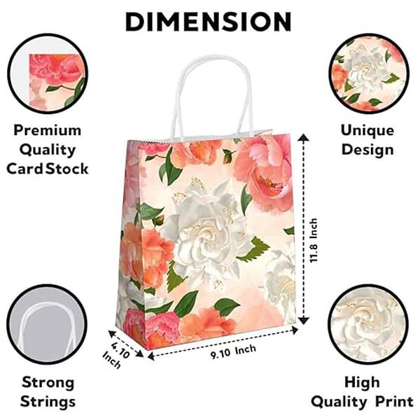 Festiko 10 Pcs Paper Gift Bags Flower 2 - LXINDIA.COM