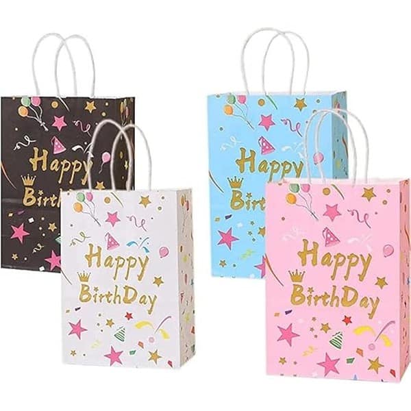 Festiko 10 Pcs Paper Gift Bags Happy Birthday Multicolor 3 - LXINDIA.COM