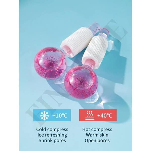 Finalize Facial Ice Globe Smart Cool Face Roller Ball 2Pcs PINK1 - LXINDIA.COM