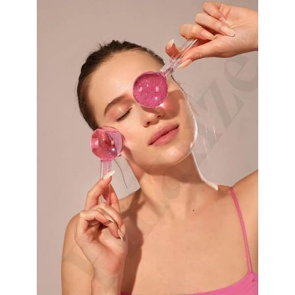 Finalize Facial Ice Globe Smart Cool Face Roller Ball 2Pcs PINK2 - LXINDIA.COM