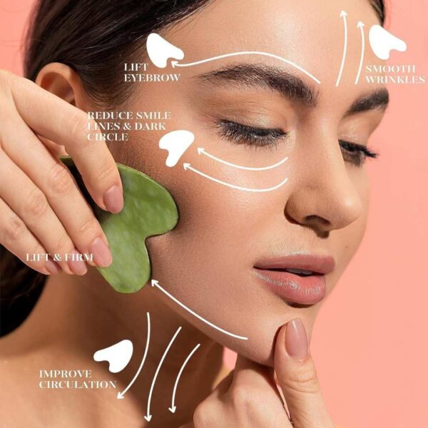 Finalize Facial Massager Jade Roller Gua Sha Tool For Women STONE New pink1 - LXINDIA.COM