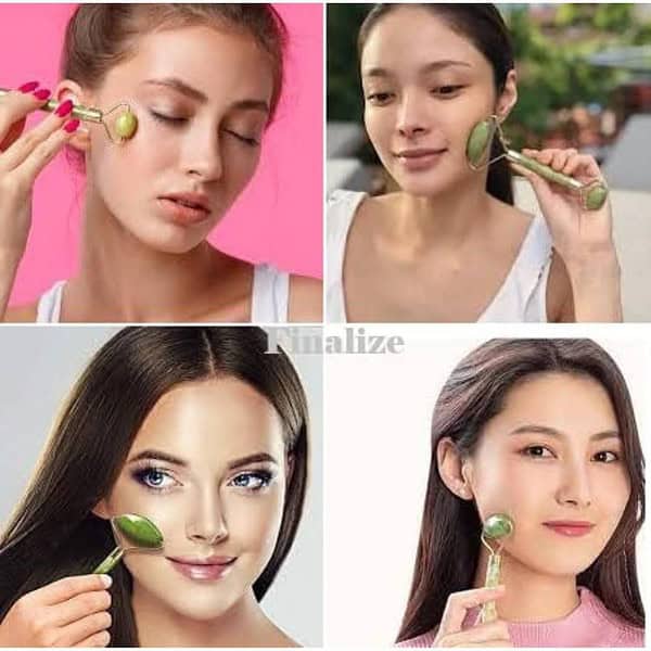 Finalize Facial Massager Jade Roller Gua Sha Tool For Women STONE New pink2 - LXINDIA.COM