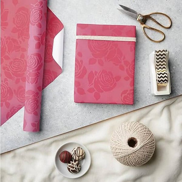 First Impression Metallic Red Floral Gift Wrapping Paper - LXINDIA.COM