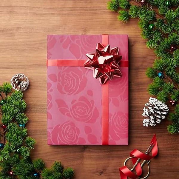 First Impression Metallic Red Floral Gift Wrapping Paper1 - LXINDIA.COM