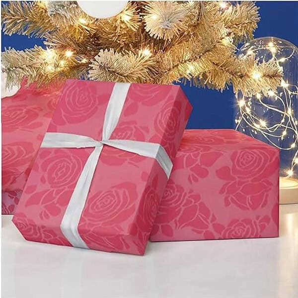 First Impression Metallic Red Floral Gift Wrapping Paper2 - LXINDIA.COM