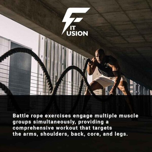 Fit Fusion PolyPropelene Battle Rope for Gym Blue 30FT 2 - LXINDIA.COM