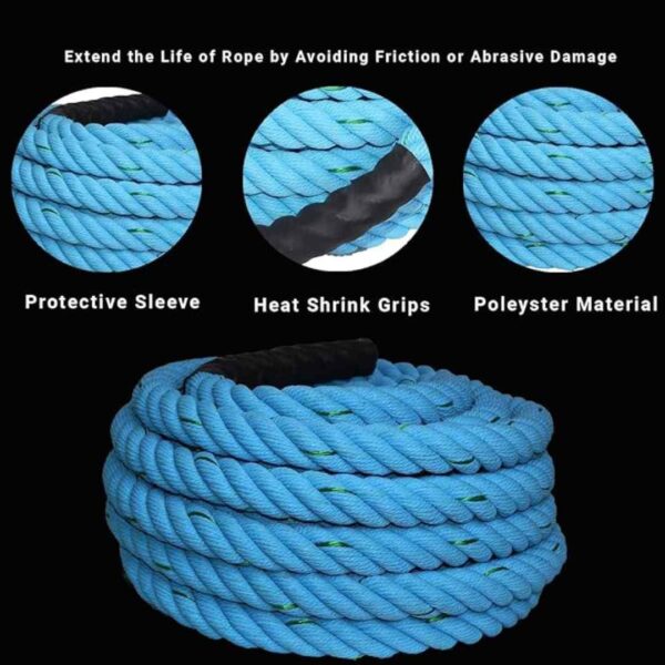 Fit Fusion PolyPropelene Battle Rope for Gym Blue 30FT 3 - LXINDIA.COM