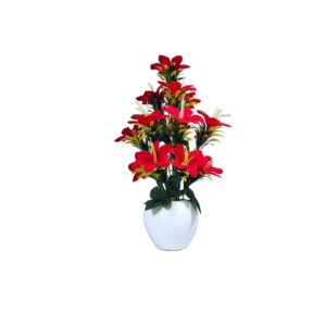 Flora Planet Plastic Artificial Plants With Vase Red B - LXINDIA.COM