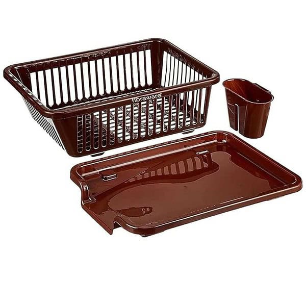 Floraware Unbreakable Kitchen Sink Plastic Dish Drying Rack Brown 2 - LXINDIA.COM