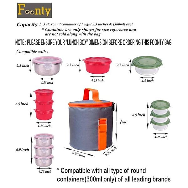 Foonty Womens Office Use Waterproof Lunch Bag Grey 3 - LXINDIA.COM