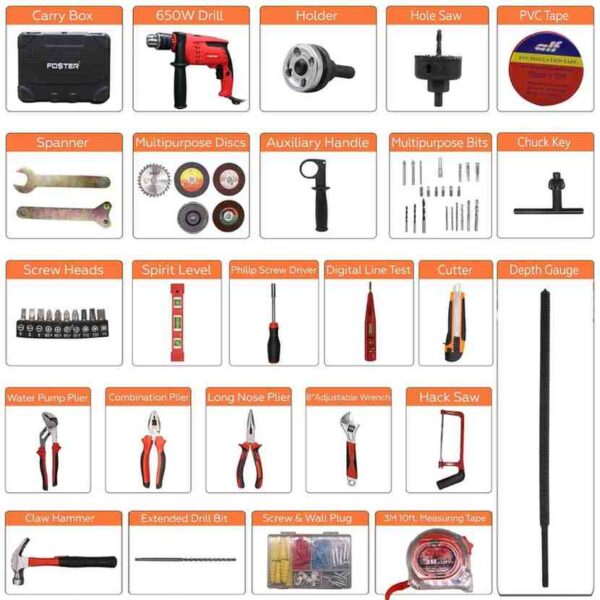 Foster Fk 5513 Pro Reversible 160Pcs Drill Machine Kit1 - LXINDIA.COM