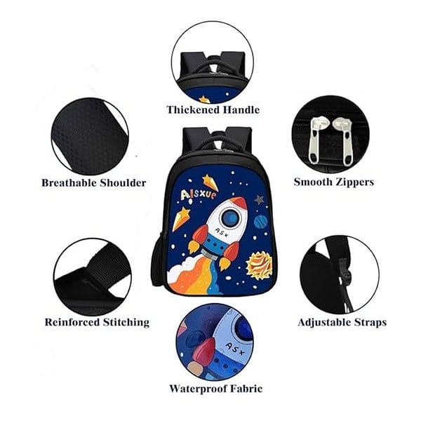 Frantic Printed 20 L School Backpack Bag Black ASX Rocket 1 - LXINDIA.COM