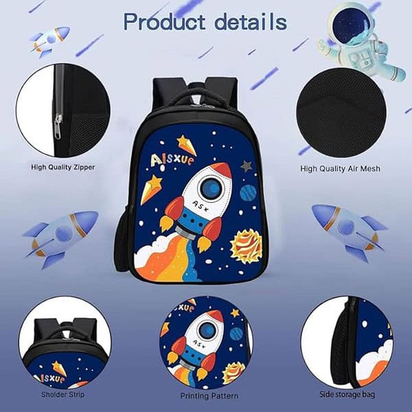 Frantic Printed 20 L School Backpack Bag Black ASX Rocket 3 - LXINDIA.COM