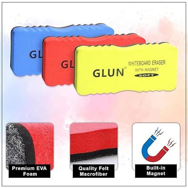 GLUN Magnetic Duster for Erasing White Board Marker or Chalk3 - LXINDIA.COM