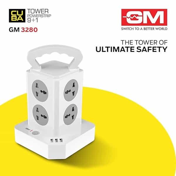 GM 3280 Cuba Power Strip with 2 USB Master Switch 8 International Socket 1 - LXINDIA.COM