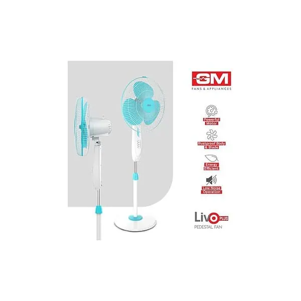 GM Livo Plus 400 mm NS Pedestal Fan Fluorescent BlueA - LXINDIA.COM