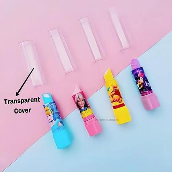 Gamins Gadgets Non Toxic Princess Lipstick Shape Erasers Set of 61 - LXINDIA.COM