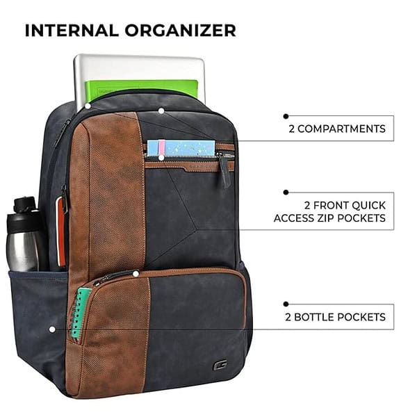 Gear Vintage 28L anti theft faux leather Medium Water Resistant Laptop Backpack 3 - LXINDIA.COM