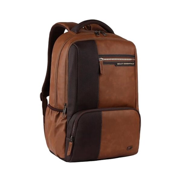 Gear Vintage 28L anti theft faux leather Medium Water Resistant Laptop Backpack Tan Brown - LXINDIA.COM