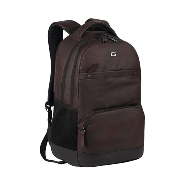 Gear Vintage2 28L Medium Faux Leather Water Resistant Anti Theft Laptop Backpack Brown - LXINDIA.COM