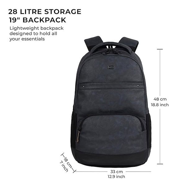 Gear Vintage2 28L Medium Faux Leather Water Resistant Anti Theft Laptop Backpack Navy 1 - LXINDIA.COM